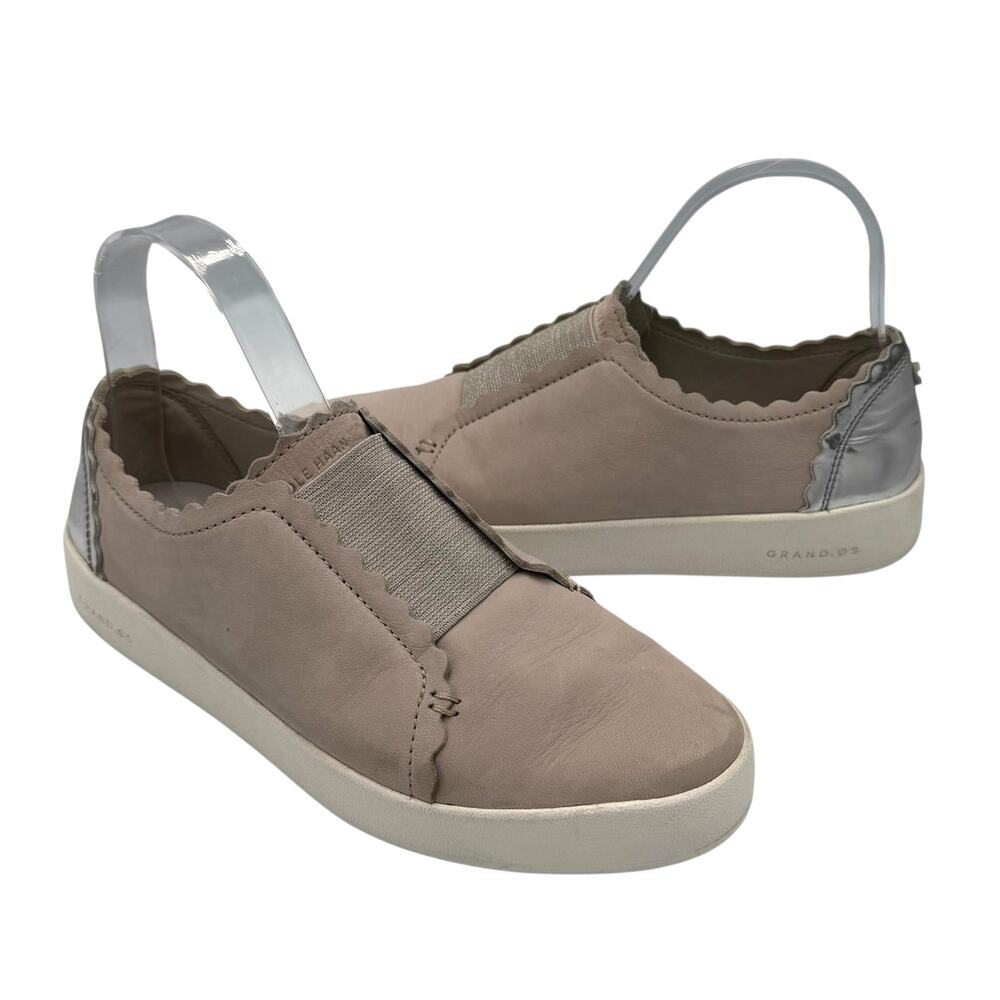 Cole Haan GrandPro Spectator Gray Nubuck Leather Scallop Slip-On Casual Sneakers
